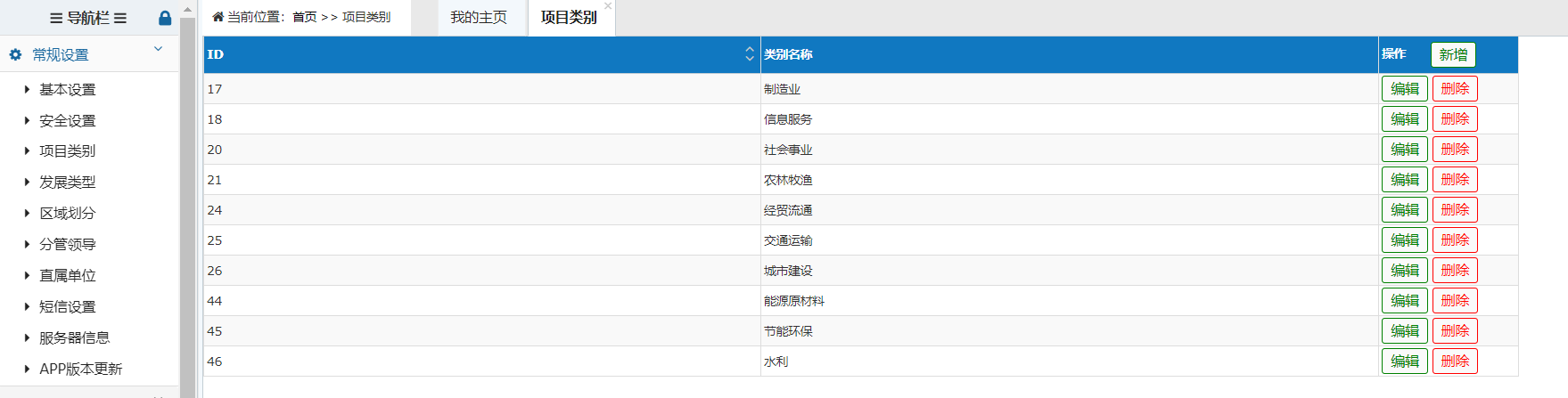 基礎信息管理系統功能列表